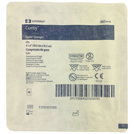 , Curity Gauze Sponges USP Type VII, Sterile Plastic Tray Package