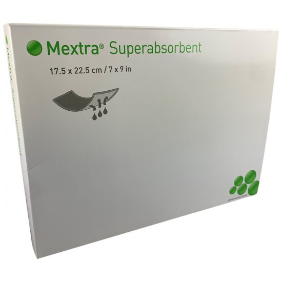 , Mextra Superabsorbent Dressing with Fluid-repellent Backing