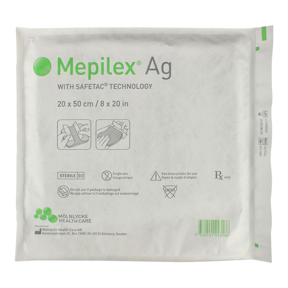 mepilex ag dressing 8 x 8 inch square sterile 287400