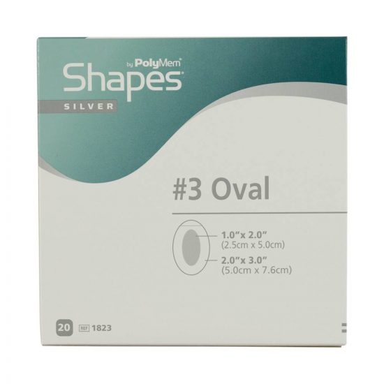 , Shapes by PolyMem Silver Oval Film Adhesive Dressings