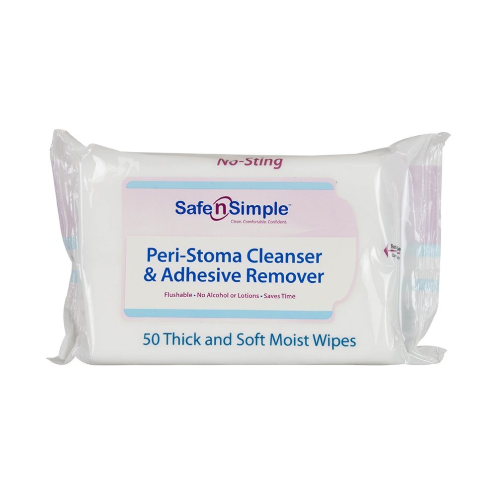 Buy Safe n' Simple No-Sting Peri-Stoma Cleanser & Adhesive Remover Wipe -  (5x7 Pack of 50) at Medical Monks!