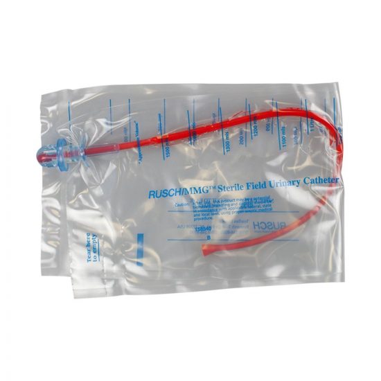 , MMG Male Red Rubber Intermittent Catheter Closed System