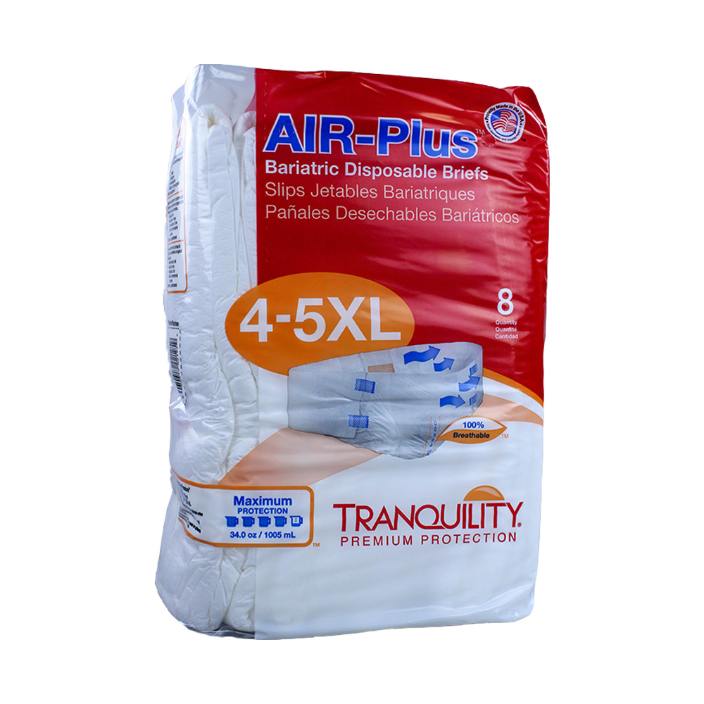 Unisex Adult Incontinence Brief Tranquility® AIR-Plus™ Bariatric 4X-Large  Disposable Heavy Absorbency - Elevation Medical Supply, Catheter, Ostomy, Rehabilitation, Compression Stockings