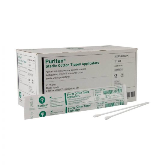 , Puritan Cotton Tipped Plastic Applicators with Polystyrene Handle &#8211; Sterile