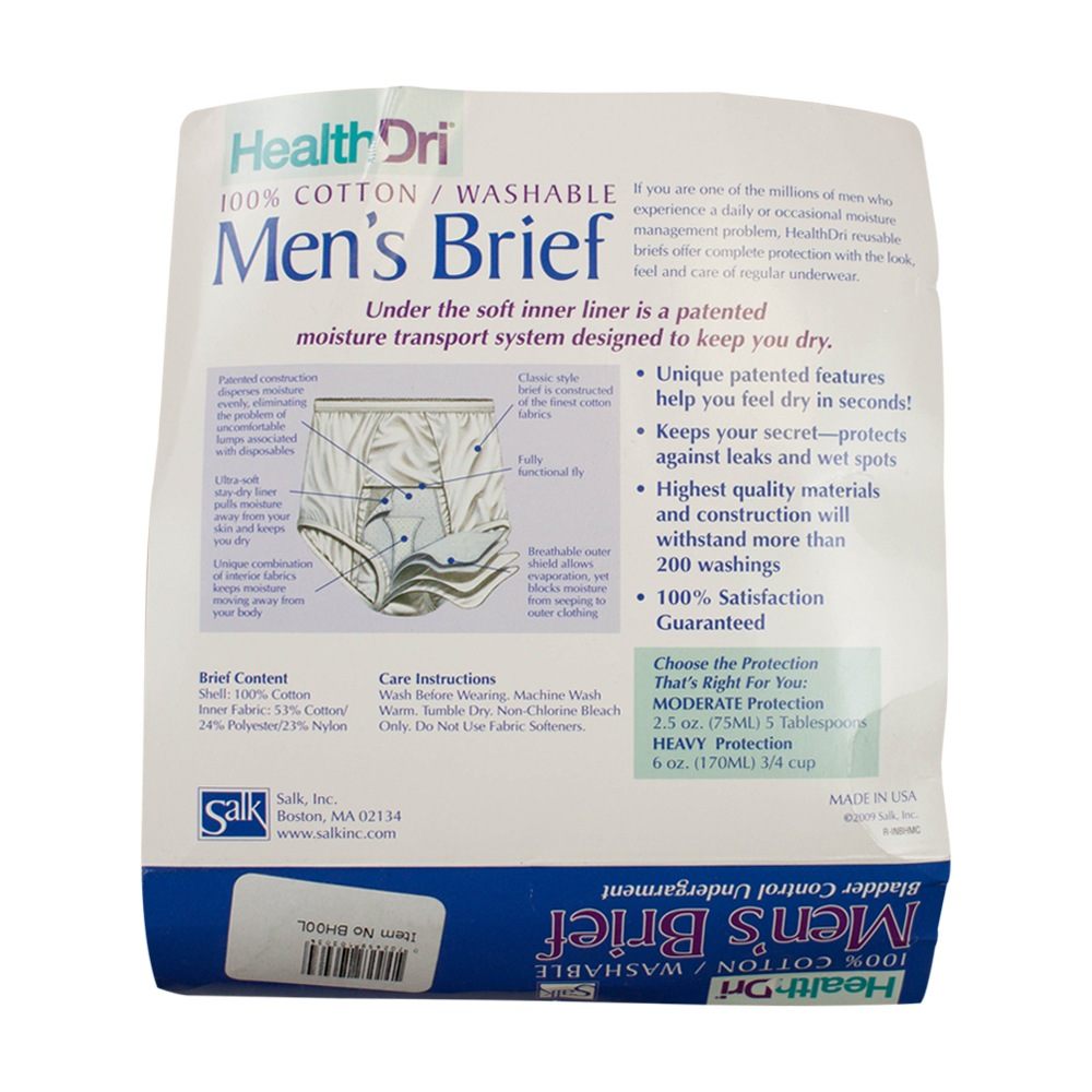 HealthDri Men's Heavy Incontinence Washable Cotton Underwear Brief