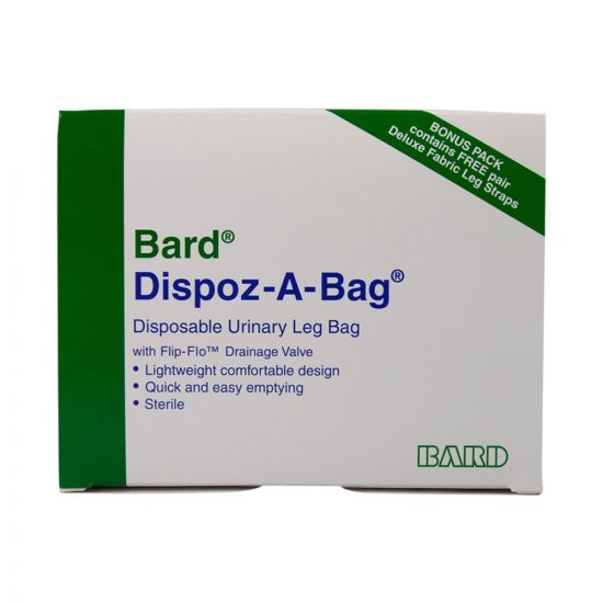 , DISPOZ-a-BAG Urinary Leg Bag With Flip-Flo Valve  ( 4 Bag Bonus Pack with One Pair of Fabric Straps)