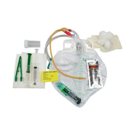 , Lubricath Drainage Bag Foley Tray with Center-Entry &#038; Tamper-Evident Seal &#038; Anti-Reflux Device