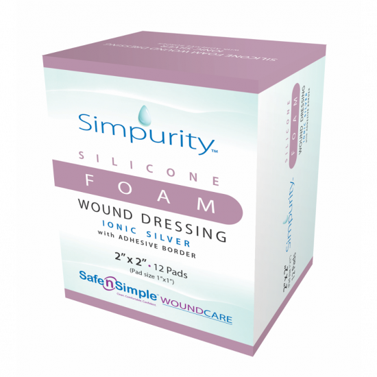 , Simpurity Silicone Foam Wound Dressing with Ionic Silver and Adhesive Border