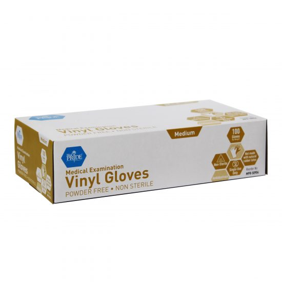 , MedPride Powder Free Vinyl Exam Gloves