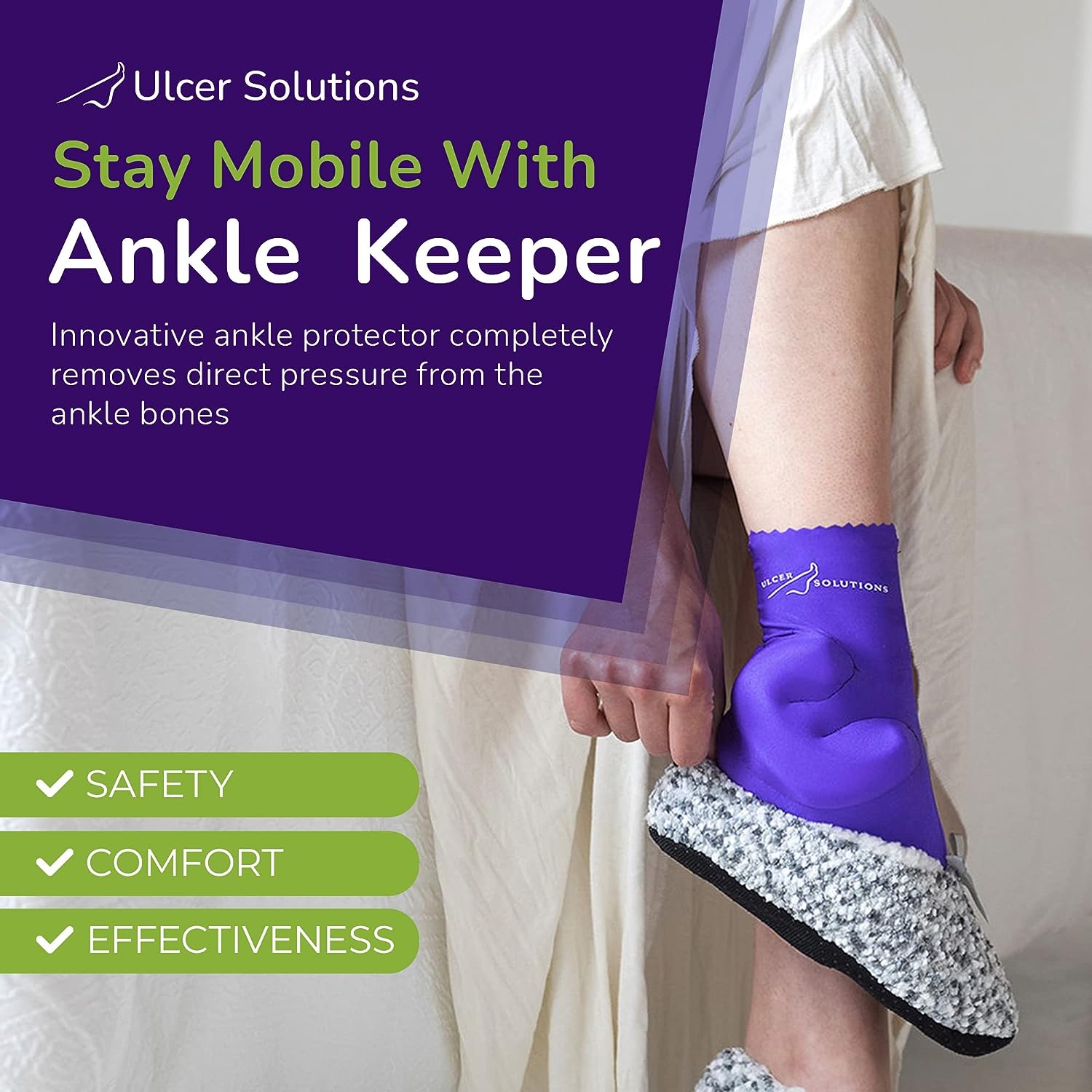 Ulcer Solutions Ankle Keeper Ankle Protector for Pressure Sores Lightweight  Stretchable Ankle Pillow Enhanced Ankle Pads for Better Comfort and  Mobility Medium 7.5 to 9.5 inches Medium: 7.5-9.0 (19.0-23cm)